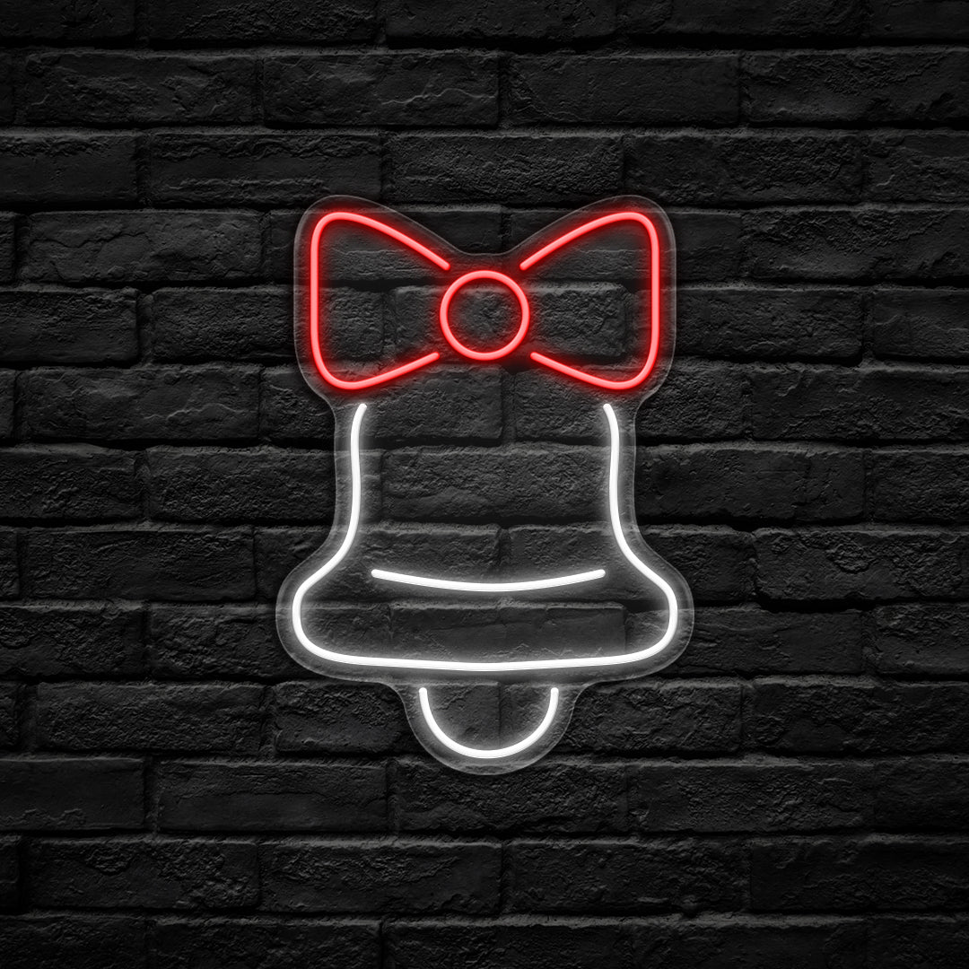Christmas Bell & Bow LED Neon Sign (USB-Dimmable 29cm x 39cm)