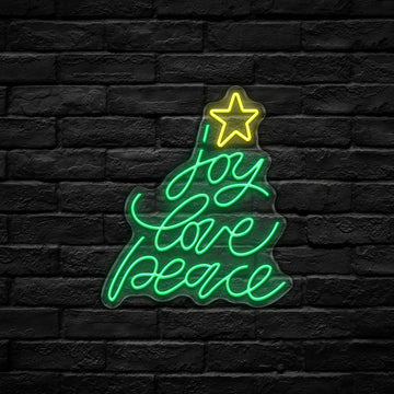 Joy Love Peace LED Neon Sign (USB-Dimmable 32.5cm x 38cm)