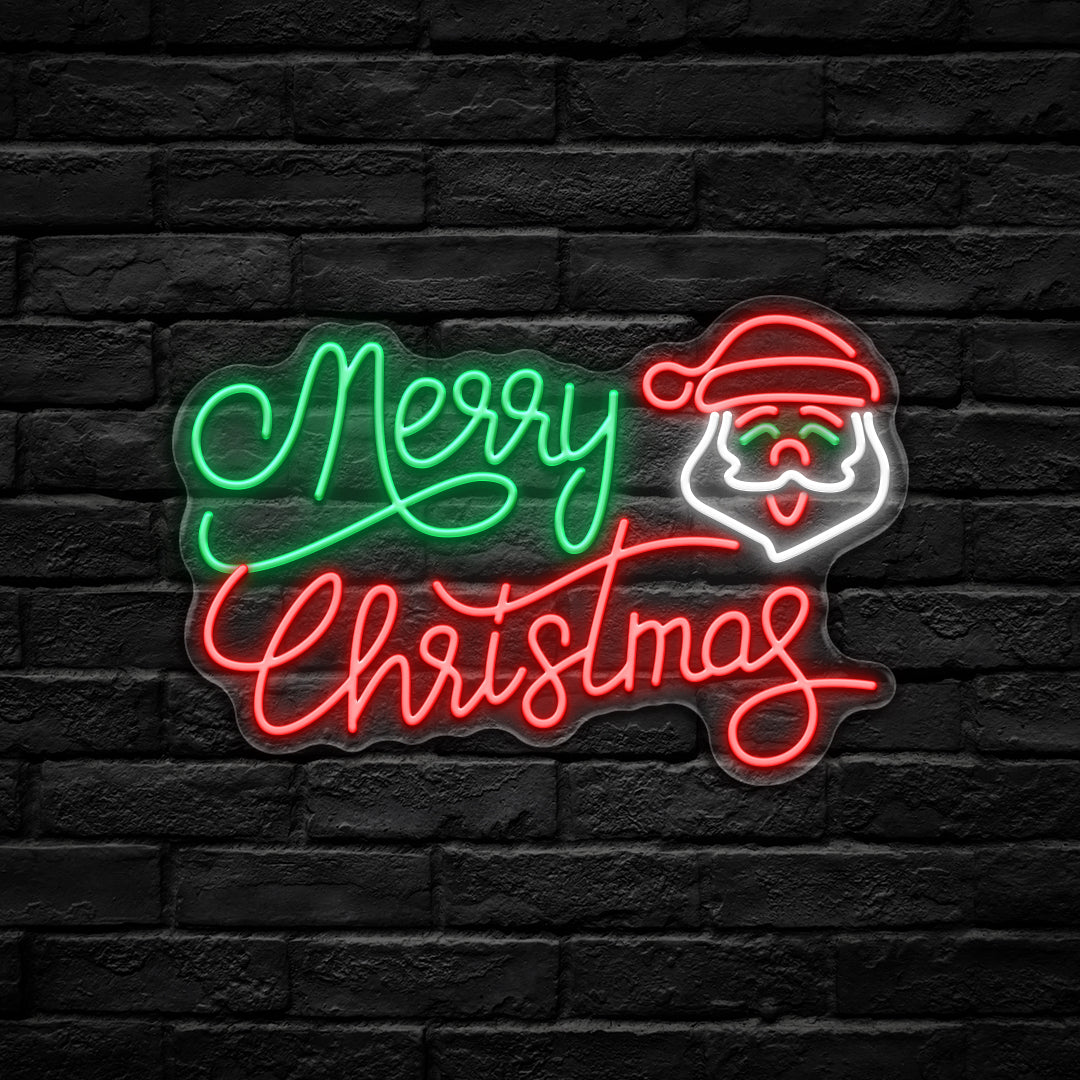 Merry Christmas & Santa LED Neon Sign (USB-Dimmable 45cm x 28cm)