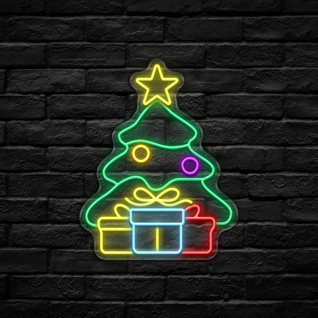 Tree & Presents LED Neon Sign (USB-Dimmable 32cm x 38.5cm)