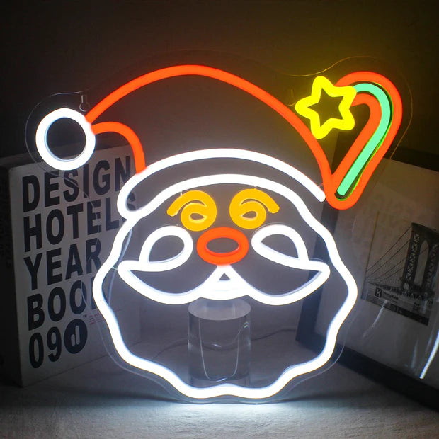 Santa Claus with Star Hat LED Neon Sign (USB-Dimmable 35cm x 33cm)