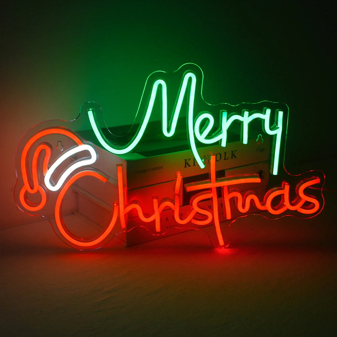 Merry Christimas Santa Hat LED Neon Sign (USB-Dimmable 43cm x 26cm)