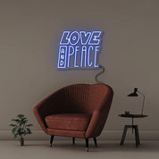 Love And Peace - Neonific - LED Neon Signs - 50 CM - Blue