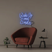 Wake Up and Smile - Neonific - LED Neon Signs - 24" (61cm) - Blue