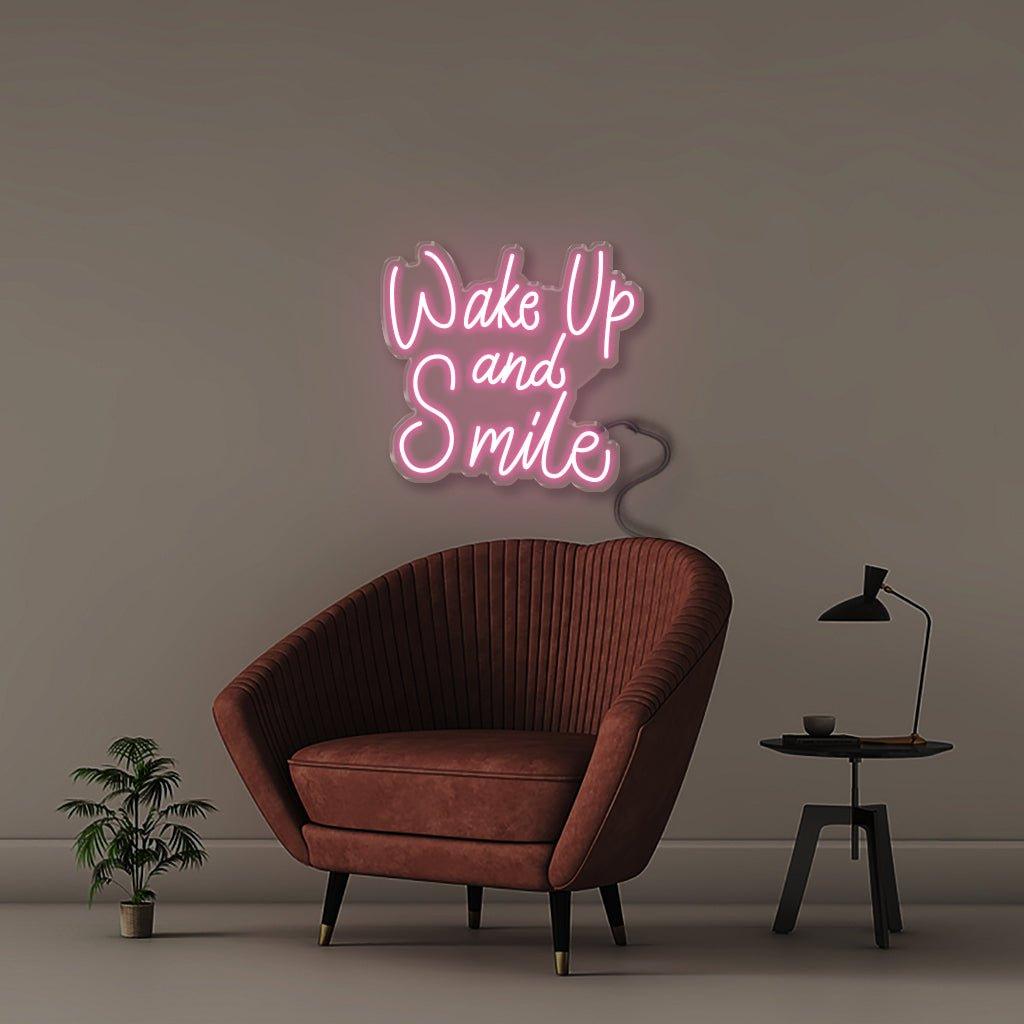 Wake Up and Smile - Neonific - LED Neon Signs - 24" (61cm) - Light Pink