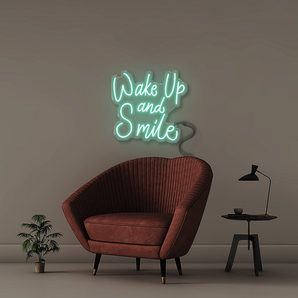 Wake Up and Smile - Neonific - LED Neon Signs - 24" (61cm) - Sea Foam