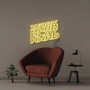 Word Hard Play Hard - Neonific - LED Neon Signs - 30" (76cm) - Yellow